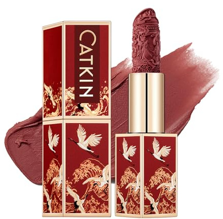 CATKIN Lippenstift Semi-Matt Finish, Nudetöne, Schimmernder mit Glänzender Oberfläche, Farbintensität Langanhaltend Pflegender Lippen-Stift, Vegane Formel