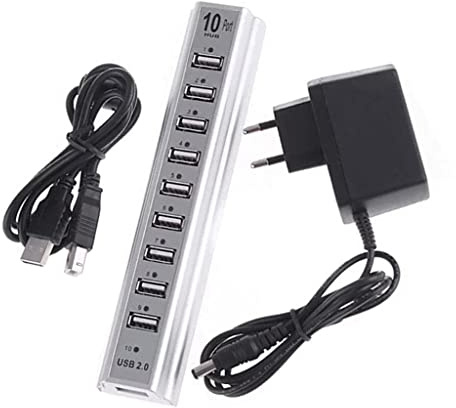 Hubs Plastic Splitter Hub Cellphone Charging Cable Adapter Charger 10 Port Keyboard U-Disk Mouse USB 2.0 USB Hubs (Colour : Onecolor)