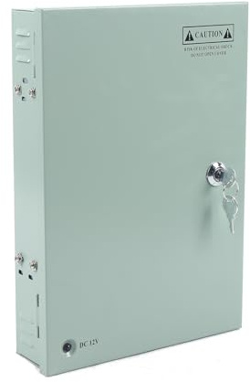 18 Channel 12v Power Supply Distribution Box Lock Security Multiple Camera,Power Box Is Used for Electronic Devices,w/Led Strips and Lightingfor Security Cameras, DVRs, CCTV Power Supply