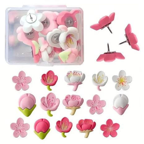 Sakura-Reißzwecken – Pinnwandnadeln, Korktafelnadeln, niedliche dekorative Reißzwecken aus Kunstharz, Pinnwände für Korktafel, transparente Pins für Pinnwand, Pflanzennadeln, dekorative Nägel für