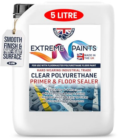 TRADE SUPPLIES UK - Extreme Clear Polyurethane Concrete Primer & Sealer - All In One - Clear, Hard-Wearing, Durable, Stops Concrete Dust, Bonds Paint, Easy Application - 5L
