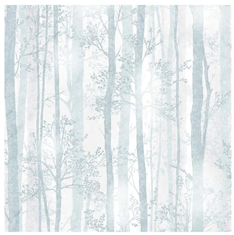 Boutique Topiary Forest Silhouette Trees Duck Egg Blue Floral Wallpaper (was £23.99)