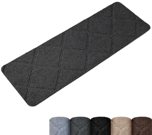 Homwiz Tapis d'Escalier Antidérapant, Lot de 15 Marchettes d'Escalier Autocollantes Intérieur, Moquette Escalier Réutilisable Découper pour Protéger Animaux, Seniors, Enfants (Gris Foncé, 55x19 cm)