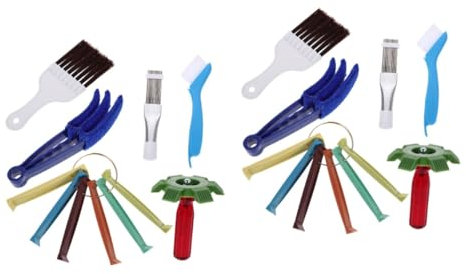 Gatuida 2 Ensembles voiture réfrigérant nettoyeurs trousse unité de climatisation climatiseur split vide nettoyeur radiateur dépoussiérant pc peigne à ailettes brosse condenseur chiffon