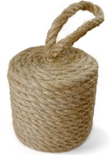 Türstopper aus natürlichem Juteseil, zylindrisch, strapazierfähig, mit Griff, nautisches Dekor, beschwerter Bodentürstopper für Innen- und Außenbereich, 2 kg