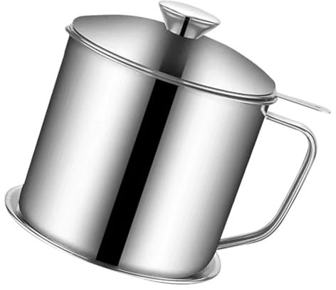 ZNTIHZ Ollas De Filtro De Aceite para Cocinar Colador de Aceite, utensilio for Grasa, Filtro de Acero Inoxidable, colador de Taza, Recipiente for Lata de Aceite de Cocina para Almacenar Freír Grasa