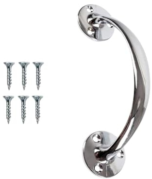 SISI UK Bow Door Pull Handle 150mm (6 Inch) Polished Chrome Bow Shaped Cupboard Cabinet Door Handle with Fixing Screws for Cupboard Cabinet Wardrobe Drawer & Internal Door Pack of 1