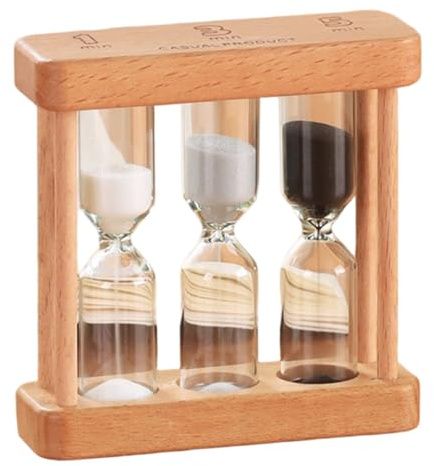 Hölzerne Sanduhr -Sand -Timer -Set mit 1, 3 & 5 Minuten Schwarzweiß- und Grau -Sanduhren, funktionaler Bildungsküchen -Timer und Desktop Geschenk