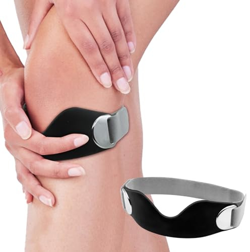VEGCOO Genouillère Sport en Silicone Souple, Genouillère Rotulienne Réglable Noire pour Homme Femme la Course, l'Haltérophilie, le Badminton l'Escalade (Noir, 1 Pcs)