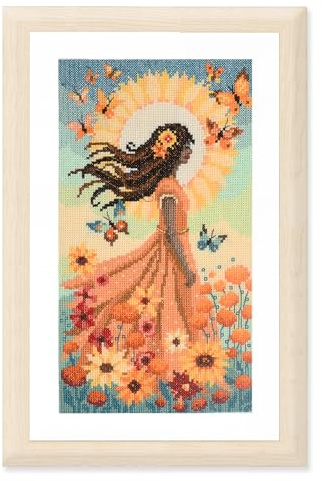 Vervaco Kreuzstich Stickpackung Mädchen und die Sonne, Zählmuster, 16x28cm