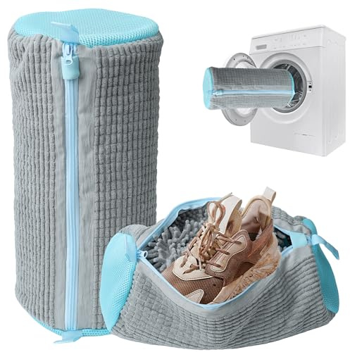 Shoe Washing Machine Bag, 2PCS Reusable Shoe Bag for Washing Machine, 360° Deep Cleaning Shoe Washing Bag for Sneakers, Laundry Shoe Bag for Washer & Dryer, Fits All Shoe Types (grey)