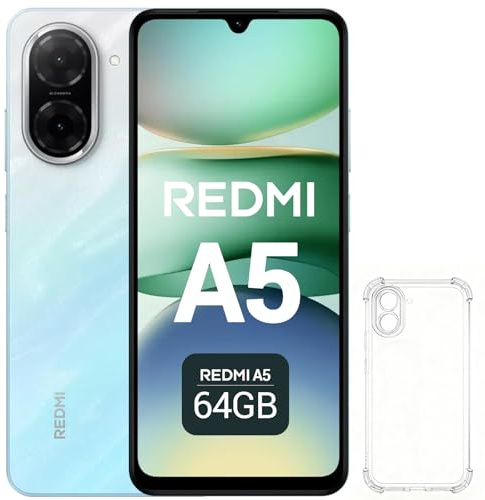 XIAOMI Redmi A5 Smartphone, 3Go + 64 Go, Bleu, Dual SIM 4G, Écran 6,88 Pouces Batterie 5200 mAh, Coque Inclus