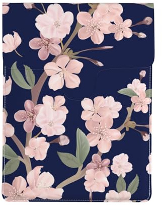 Fleur de Cerisier Florale Sakura Bleu Marine,Housse en Cuir synthétique pour Ordinateur Portable, Sacoche pour Ordinateur Portable, Sacoche pour Tablette