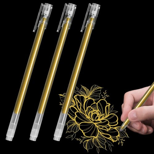 Canollo 3 Goldstifte zum Schreiben 0,5 mm, Wasserfest für Schwarzes Papier