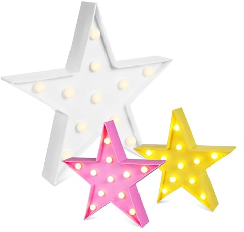SOIMISS 3 Pièces LED Étoiles Marquee Lights Plastique Lampe de Nuit à Piles Éclairage Ambiance pour Fête Mariage et Décoration Intérieure