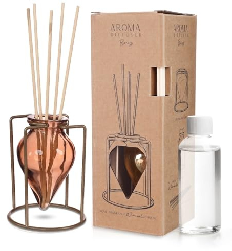 comforder Raumduft Stäbchen Set in Glasvase, Reed Diffuser (Warm Amber) | Langanhaltender Raumduft, 100 ml Duftöl, nachfüllbar, Intensität über Anzahl der Stäbchen regulierbar