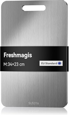 Planche a Decouper Inox, Planche a Decouper en Titane - Robuste et Durable, RéVersible, Facile à Nettoyer, AntibactéRien et Inodore (34 * 22.9cm)