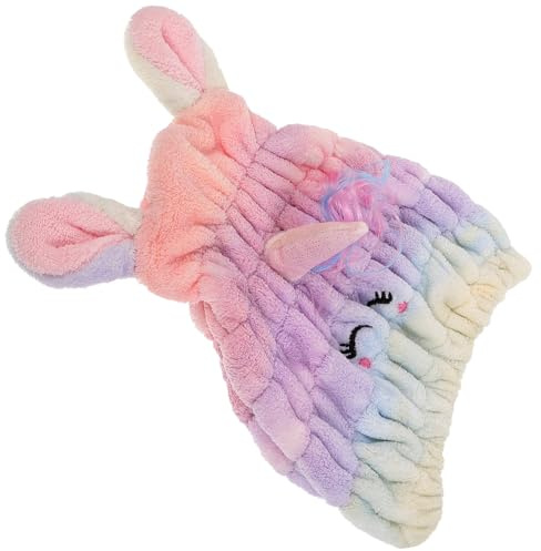 minkissy Trockenhaube Haartuch Wickel Mikrofaser Einhorn Motiv Coral Fleece Weich Saugfähig Für Damen Bad Schwimmbad 9.8x8.5 Zoll