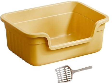 Maison de Toilette Bac À Litière pour Animaux De Compagnie Dessus Ouvert, Très Grand Anti-éclaboussures, Facile Nettoyer, Accès Au Sable pour Toilettes pour Chats Chatons, Lapins(Yellow)
