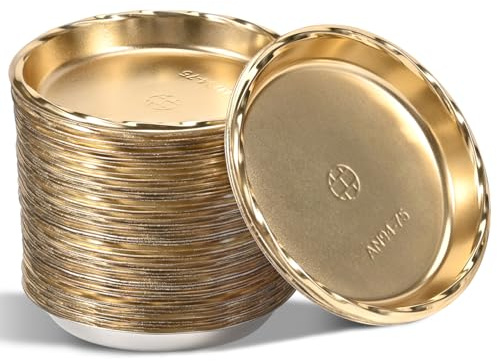 SMELEYOU 50 Stück Mini-Kuchenbretter, 7, 6 cm, runde goldene Pappteller, lebensmittelecht, dekorativer Kleiner Kuchenständer für Dessert, Hochzeit, Geburtstag, Party, Zuhause