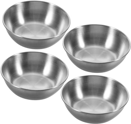 Toyvian 6 pièces Set de Mini Assiettes à Sauce Acier Inoxydable Bols Ronds pour Sauces et Dips Faciles à Nettoyer pour Apéritifs et Accompagnements