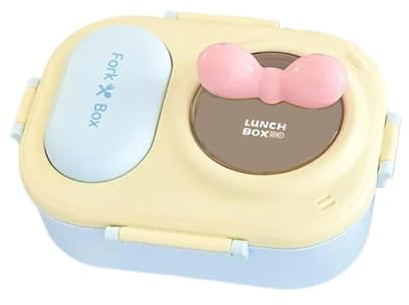 Baoblaze de 3 Compartimentos, y Reutilizable, Ideal para Guardar Comida, Acampar, llevarla al Colegio o para Cualquier, Amarillo Azul