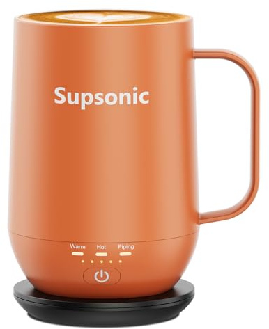 Supsonic - 16oz Self Heating Coffee Mug, Smart Heated Coffee Mug Faster Direct-Contact Heating Up to 149°F, Coffee Mug Warmer Set with Auto Shut-Off - Gifts for Men Women | S2
