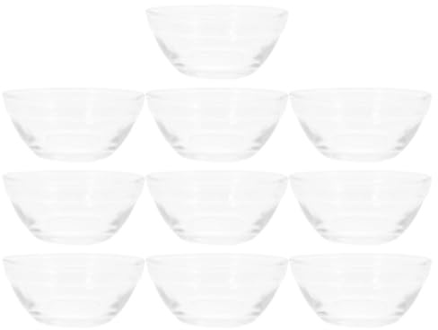 SHINEOFI 10 Cuencos de Vidrio Transparentes para Postres, Pequeños Tazones Apilables para Servir Salsas y Ingredientes, Cuencos Resistentes para Cocina y Comedor, Tamaño Pequeño, 10 Piezas