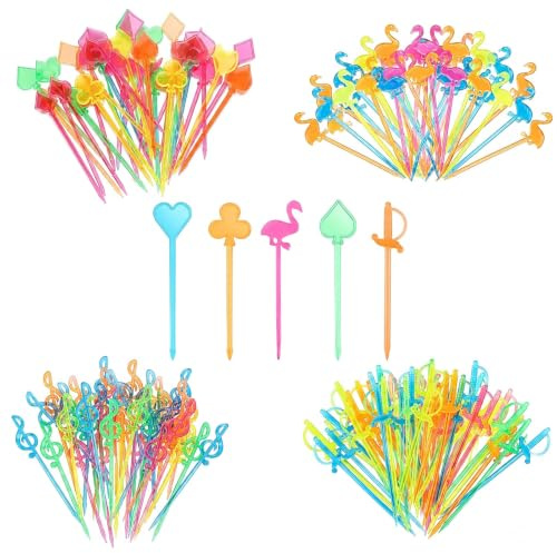 Fyhqwf 250 Piezas Brochetas De Frutas Reutilizables - Brochetas De CóCtel - Palitos De Coctel Multicolor - Ideal Para Decorar Brochetas De Fruta, Reuniones Familiares Aperitivos De Fiesta Y Barbacoas