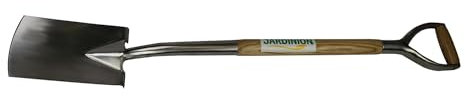 Jardinion Spaten rostfreies Edelstahl Y-Griff Gärtnerspaten Schaufel Gartengerät 103cm, Schaufelblatt: 29cm x 18cm Holz Schaufelspaten