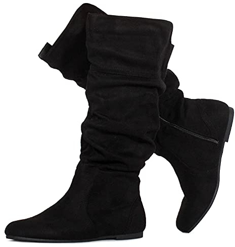 RF ROOM OF FASHION Women's Slouchy Knee High Hidden Pocket Boots (REGULAR CALF) Black SU (8.5)