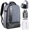 K&F Concept 18L Kamerarucksack, Fotorucksack mit 15.6 Zoll Laptopfach, Große Kapazität Camera Backpack mit Regenschutz für DSLR/Stativ/Zubehör Grau-Schwarz