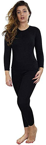 Gaffer Ladies Big Size Thermal Full Set Women Winter Warm T Shirt Warm Lace Long Sleeve Top (Full Set - Black, 22-24)