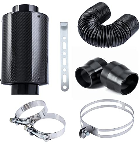 CarBole Sportluftfilter 76mm,Kalten Lufteinlass Kit,Autoluftfilter,mit Luftfilteradapter und Klemmen und Halterung,Luftansaugleitung 225mm
