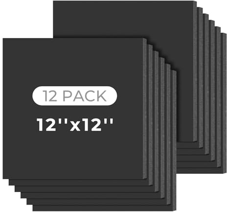 Mattbrädcenter, 12-pack 12 x 12 svarta skumskivor, syrafri skumkärnbräda, 1/8 tum tjock