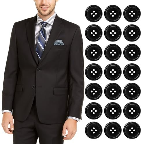 100 Stück Knöpfe Schwarze 25mm, Harz Knöpfe zum Annähen, 4-Loch-Knöpfe, Große Hemdknöpfe Herren Rund für Hosen Anzüge Mäntel Nähen Kunsthandwerk Taschendekoration