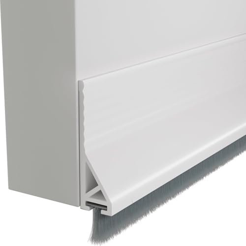 Draft Excluder for Doors with Brush, Silicone Under Door Draft Stopper, Self-Adhesive Brush Seal Strip for Insect and windproof, Draught Excluder for Sliding Doors, Window (White, 3m)