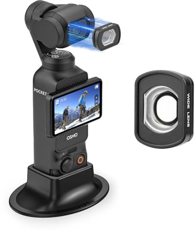 BRDRC Objectif grand angle Pocket 3, filtre magnétique grand angle 0,72x avec support de base pour DJI OSMO Pocket 3 Creator Combo Accessoires - FOV étendu de 112°