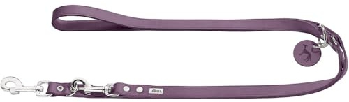 Hunter verstellbare Hundeführleine aus Leder, Farbe: lila, besonders belastbar, 3-Fach verstellbar, mit Leder-Schlüsselanhänger, Made in Germany, Größe: 20/200