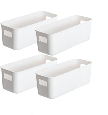 4 Stück Aufbewahrungsbox Kunststoff Aufbewahrungskorb mit Griffen Boxen Aufbewahrung Küche Aufbewahrungsboxen Küchenschrank Organizer box für Badezimmer Regal Ordnungsboxen Kunststoffbox (4 Stück)
