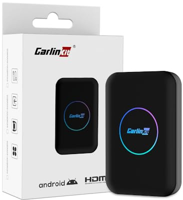 CarlinKit AIBOX-Lite 3 en 1 Adaptateur, Prend en Charge Le système Android/CarPlay sans Fil et la Fonction d'affichage de Sortie Android Auto/HD sans Fil, permettant la visualisation de vidéos