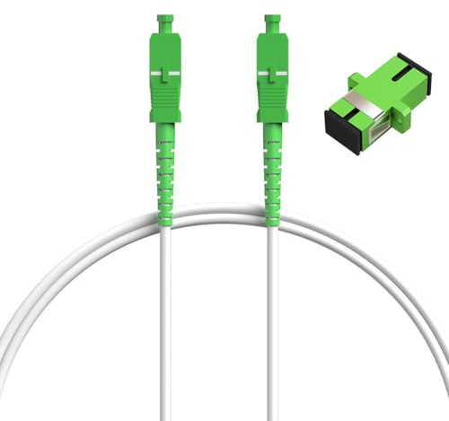 OFFCUP Câble Fibre, 1M Câble Fibre Optique avec Coupleur Gratuit, Jarretière Simplex Monomode SC-APC à SC-APC Transmission à Faibles Pertes