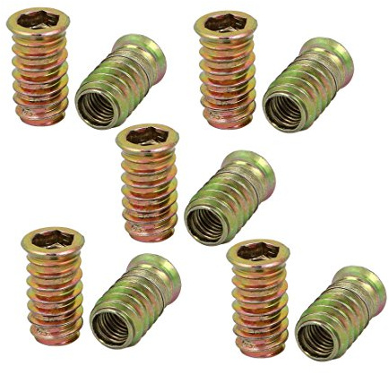 sourcing map Innensechskant Antrieb Senkkopf M10x30mm Verzinkt 10 Stück | Verzinkter Einsatz Mutter für Holz