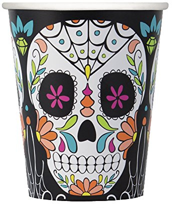 Unique Party Lot de 8 gobelets d'Halloween Motif tête de mort 255 ml