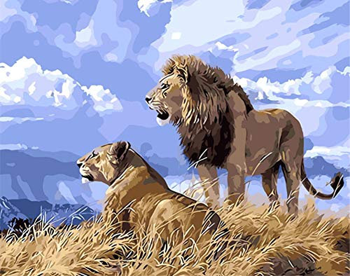 ABEUTY Wandkunst König der Löwen Simba Malen nach Zahlen, DIY Ölgemälde auf Leinwand Gemälde 40x50cm