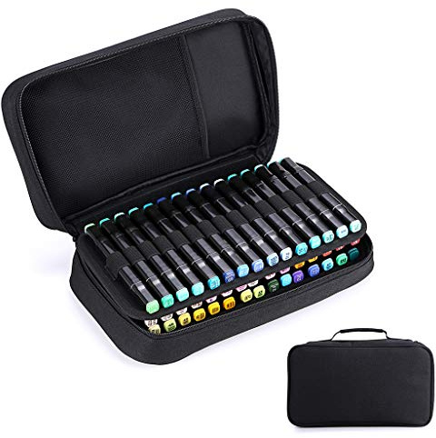 BTSKY 60 Slots Marker-Etui mit Griff, Schwarz