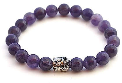 BERGERLIN Buddha Armband Damen Herren, Naturstein Edelstein, 8mm | Buddha Armband 8mm mit silbernem Charm: Edelstein Armband Damen & Herren, echt – vom deutschen Prüflabor bestätigt.