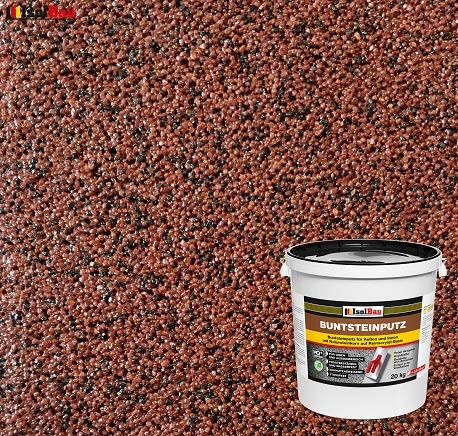 Isolbau - Buntsteinputz für Außen und Innen (Rotbraun, Schwarz) 20 kg - BP80 Mosaikputz Dekorationsputz Frostsicher, Wasserfest, Stoßfest