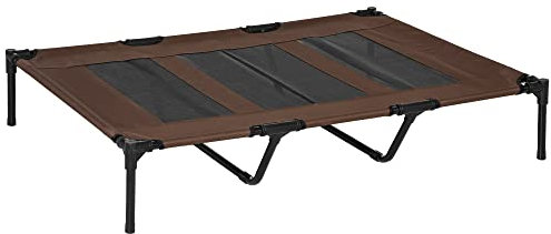 PawHut Lit sur Pieds XXL pour Chien Chat lit de Camp Animal 122L x 92l x 23H cm Marron Clair