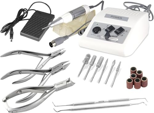 Fußpflegeset Fußpflegegerät Fräser Pediküre mit Fußpflege Nagelzangen-Set | Elektrischer Hornhautentferner mit 25.000 Umdrehungen stufenlos einstellbar